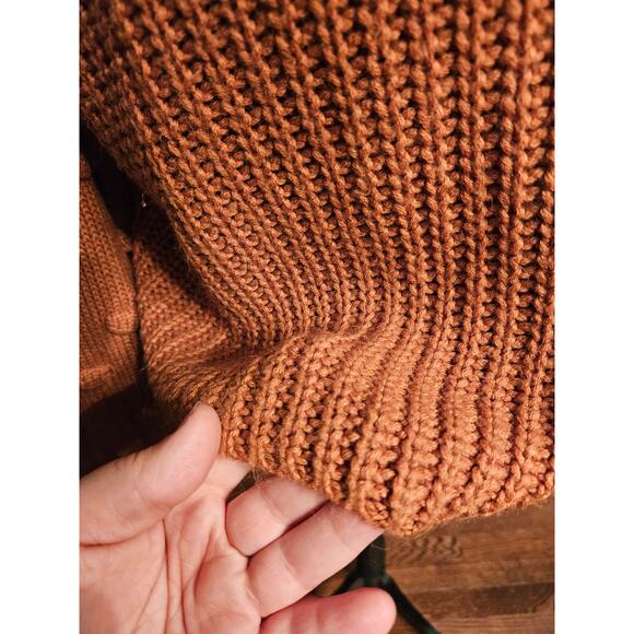 Moon & Madison Cropped Bubble Sleeve Chunky Knit Sweater Terracotta Size XS - Picture 4 of 9